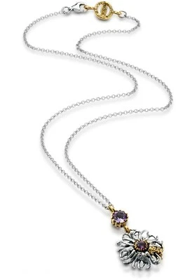 Catenina con ciondolo radici argento 925 brunito e ametista naturale Mikò C125 - Immagine 1 di 3