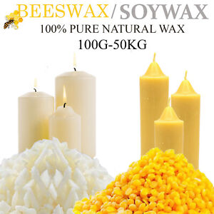 100G-5KG 100% Pure Natural Beeswax and Soy Wax Candle Making Wax Flakes Burning