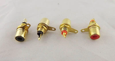 50pcs Gold RCA Phono Female Chassis Panel Mount Socket Metal Connector Black Red - Image 1 of 4