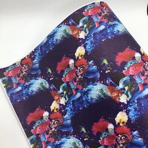 Printed Faux Leather Vinyl 1Roll 12x54 Inches Fashion Trolls - Picture 1 of 1