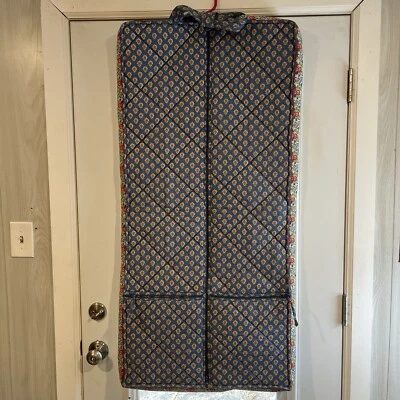 Vintage Floral Garment Bag, Vintage Quilted Luggage Blue - Image 1 of 4