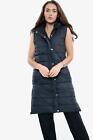 Women's Hooded Zip Up Gilet Quilted Waistcoat Padded Vest Long Bodywarmer Jacket