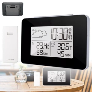 Indoor Outdoor Wireless Weather Station Digital Thermometer Alarm Clock for Home - Picture 1 of 14