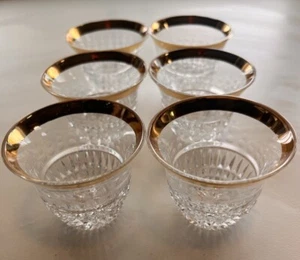 MCM Gold Rimmed Crystal Frosted Bubble Shot Glasses Set Of 6 *See Pictures* - Picture 1 of 15