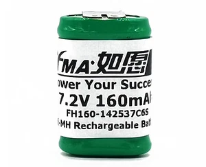 Ni-MH Button Rechargeable Battery 6/V150H 7.2V 160MAH +2-1P For PLC Backup Power - Picture 1 of 14