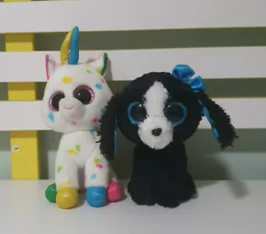 TY BEANIES TRACEY THE DOG HARMONIE THE UNICORN - Picture 1 of 2