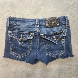 Miss Me Cut Off Shorts Womens 26 Skinny Fit Dark Wash Daisy Dukes Booty Jorts - Picture 1 of 13