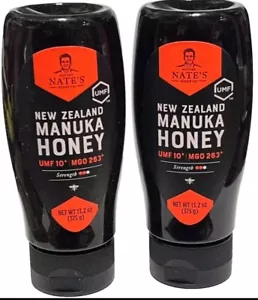 ManukaHoney 2X Nate's Raw New Zealand MGO 263+ UMF Certified 10+ 13.2 oz Squeeze - Picture 1 of 2