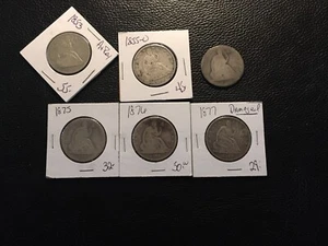 6 different date Liberty halves including 1861-O see photos for best description - Picture 1 of 12
