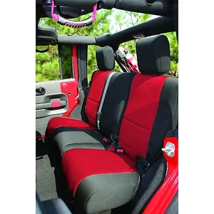 Black & Red Rear Seat Cover 4 Door for Jeep Wrangler JK 2007-2018 Rugged Ridge - Bild 1 von 2