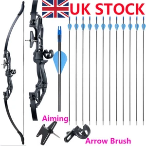 54" 20-55lbs Archery Takedown Recurve Bow Fiberglass Arrow Set Hunting Target - Picture 1 of 29