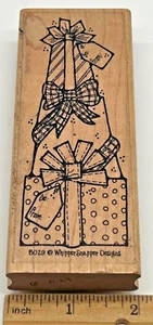 Gestapelte Geschenke Geschenke Schleifen Anhänger Gummistempel Whipper Schnapper WEIHNACHTEN - Bild 1 von 3