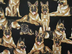 DOGS REALISTIC PUPPYS DOG SHEPARDS SHEPARD COTTON FABRIC FQ - Picture 1 of 6