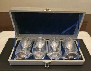 Cordial Mini Goblets~Set 4 w/ Hard Case~Vintage~Corbell& Co. Silver Plated MCM - Picture 1 of 6