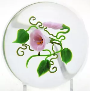 GRANDE Elegante VICTOR TRABUCCO Vibrante GLORIA DE LA MAÑANA Flor Arte Vidrio PISAPAPELES - Imagen 1 de 7