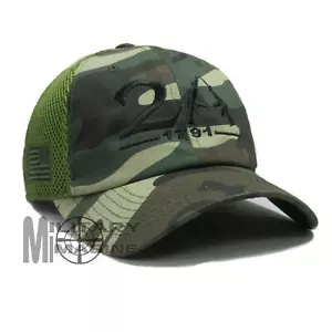 2nd Amendment 2A 1791 US Flag Woodland M81 Hat Camo Micro Mesh Tactical Cap - Picture 1 of 6
