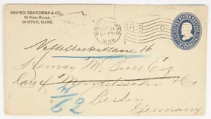 Ad cover, Brown Bros. & Co. Boston, MA. 1896 MC on 5c entire to Berlin, Germany. - Picture 1 of 2