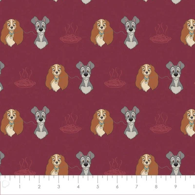 Disney Fabric Lady and the Tramp Spaghetti 100% Cotton From Camelot BTY - Image 1 of 3