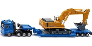 Heavy Haulage Flatbed Transporter Blue and Liebherr 974 Litronic Excavator 1/87 - Picture 1 of 5