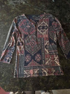 Camisa Top Lauren Ralph Lauren Jeans Co. Azteca Henley Para Mujer M Suroeste - Imagen 1 de 6