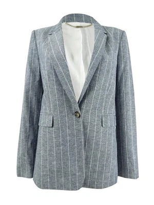 Blazer feminino DKNY listra de giz de um botão (4, Crepúsculo) - Imagem 1 de 2