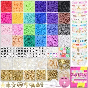 6000 Pcs Clay Beads Bracelet Kit, Jewelry Making Set with Charms for Girls 8-12 - Picture 1 of 8