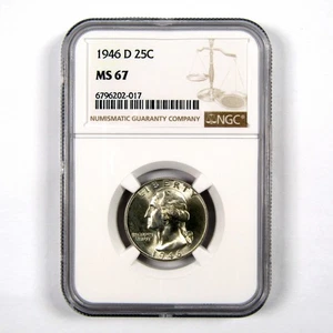 1946 D Washington Quarter MS 67 NGC 90% Silver 25c Unc SKU:I9240 - Picture 1 of 4