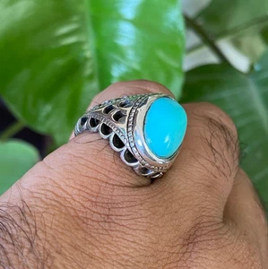 Firozi Farbstein Feroza Herren Ring Nishapur Türkis Sone Ring schönes Geschenk - Bild 1 von 9