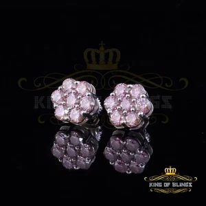 925 Silber Weiß 2,25ct VVS D Rosa Moissanit Floral Herren/Damen Ohrstecker - Bild 1 von 12