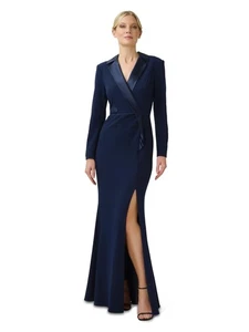 Adrianna Papell Women's Crepe Tuxedo Gown, Midnight, 14 - Picture 1 of 4