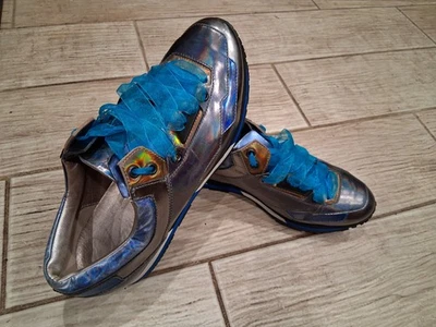 Lanvin Holographic Leather Women's Sneakers With Custon Blue Laces Size9.5 - Image 1 of 4