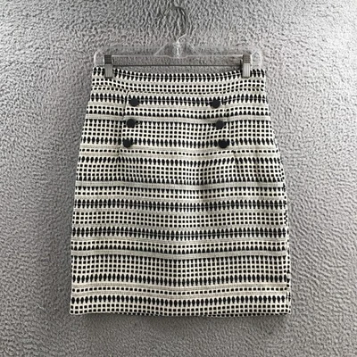 H&M Mini Skirt Womens 8 Black White Cotton Blend Zip Back Flat Front Casual - Image 1 of 4