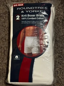 NUEVO EN PAQUETE 2 pares de calzoncillos boxer RoundTree & Yorke talla 56 Big Man algodón blanco - Imagen 1 de 2