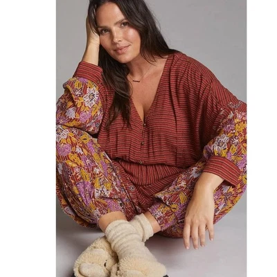 New Anthropologie Breezy Open-Back Floral Jumpsuit $130 SMALL Red Boho - Image 1 of 4