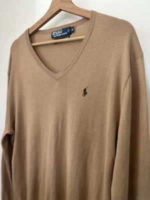 Suéter de Cuello en V de Algodón de Cachemira de Manga Larga Polo Ralph Lauren - Marrón - M Foto 1 de 4