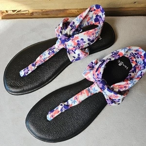 Sanuk Yoga Mat Classic Sling Sandals Ella Floral Size 8 NWOT - Picture 1 of 8