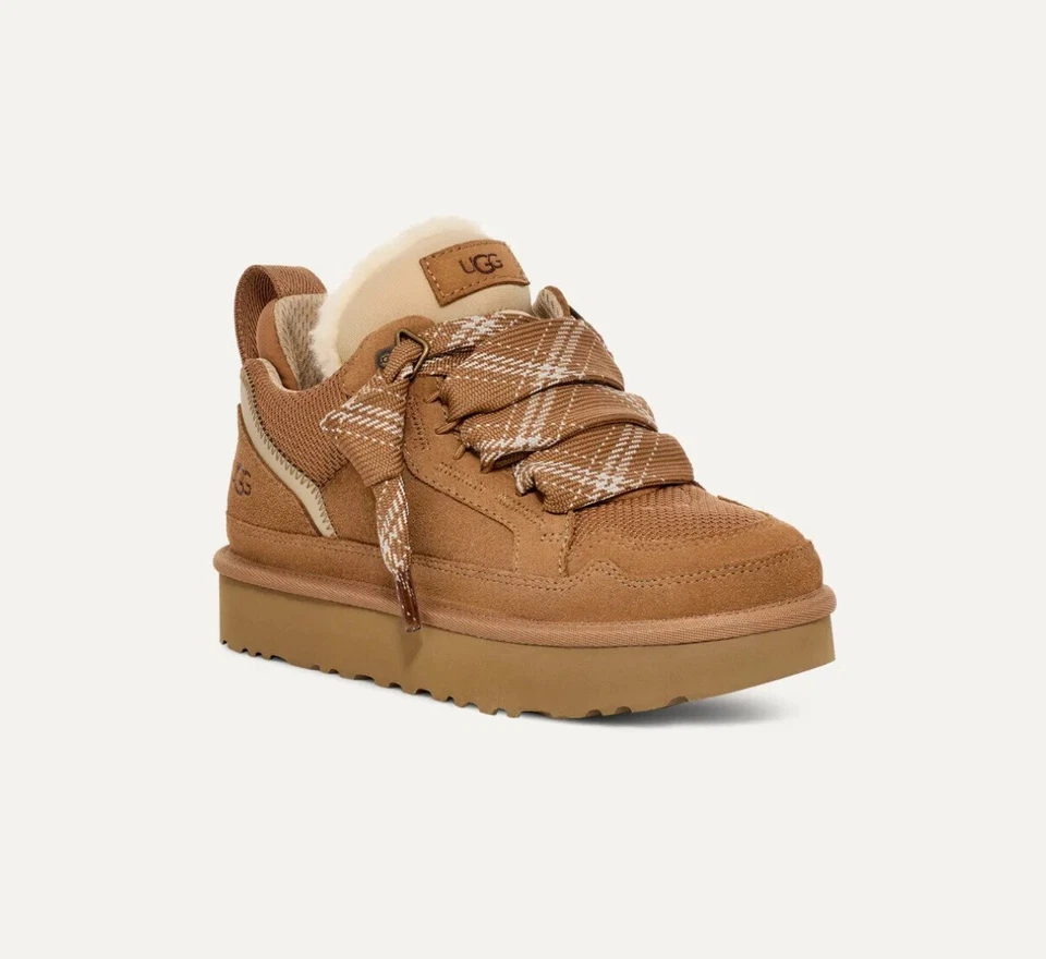 2025 UGG Lowmel Brown Suede Sheepskin Trainers Woman Christmas Gifts - Image 1 of 4