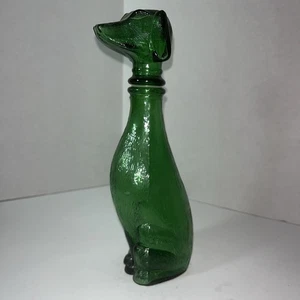 Vintage Empoli Italy Green Glass Dachshund Dog Decanter 9" inch - Picture 1 of 9