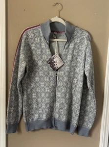 Dale Norway Sweater Women Gray Fair Isle Nordic Full Zip Frida Cardigan New Xl - Picture 1 of 10