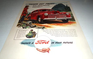 Ford Automobil mit 100 PS 1946 V-8 Motor Original Anzeige - Bild 1 von 1