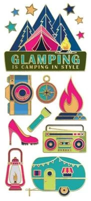 PAPER HOUSE PRODUCTIONS Sticky Pix Faux Enamels Stickers - GLAMPING - 15 pcs - Image 1 of 2