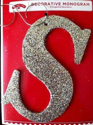 Lettera S Brillantini Argento Collant Attacco O Ornamento Vacanza Monogramma - Immagine 1 di 2