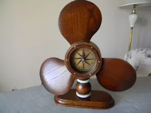 CHESAPEAKE BAY Aviation Propeller Wooden Clock Nautical Desk Mantel 12" NIB - Picture 1 of 4