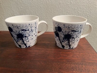 Lot of Two Royal Doulton 1815 PACIFIC Coffee Mugs Blue White Porcelain Splatter - Image 1 of 3