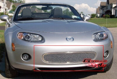 Compatível com 2006-2008 Mazda MX-5 para-choque inferior aço inoxidável cromado malha grade inserção - Imagem 1 de 2