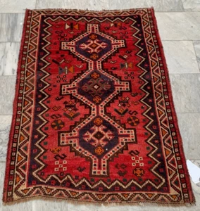 Vintage Rug,Afghan Rug,Turkish Rug,Boho Rug,Turkoman Rug,Hand Knotted Rug 3x5 ft - Picture 1 of 9