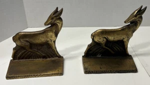 Sujetalibros antílope gacela bronceado hierro fundido vintage - Imagen 1 de 9