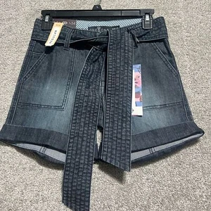One 5 one Woman’s Denim Jean Tie Front Dark Wash Shorts Size 4 New With Tags - Picture 1 of 9