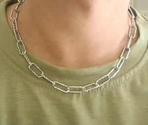 7mm Paperclip Chain Necklace Large Oval Link Chain Choker Chunky Necklace Unisex - Picture 1 of 5