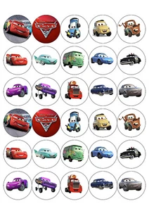 30 DISNEY CARZ EDIBLE CUPCAKE | FAIRY CAKE TOPPERS DECORATIONS 3.8cm - Picture 1 of 1